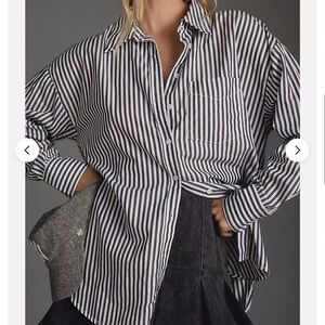 Anthropologie Bennett Collared Button-Down Long-Sleeve Shirt Striped NEW